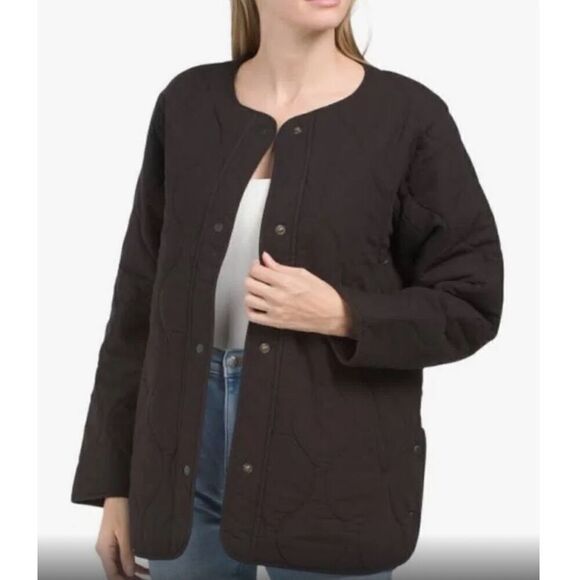 Lucky Brand NWT Quilted Jacket snap-front oversized sz S - Picture 1 of 11